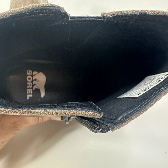 Women's Sorel Joan Uptown Zip Wedge Tan Boots Sz 9 - Picture 12 of 14